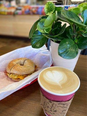 Breakfast sandwich at Bagel Cafe with a cup of Vietnamese coffee. Everything made with so much care and attention!