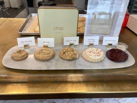 Chip flavors. Our favorite was the frosted sugar cookie.