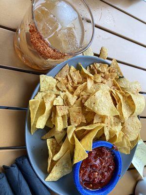 Tamarind margarita and order of chips with salsa.