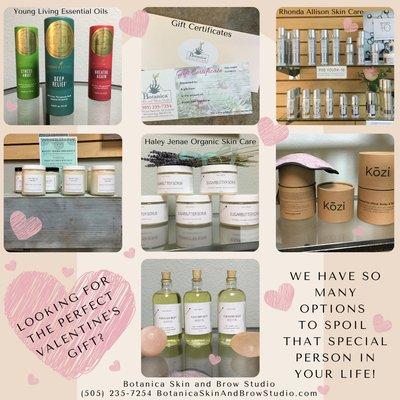 We have a selection of ready-to-gift items for Valentine's Day, including natural skin care, pampering items, massage oils, and more.