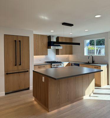 White oak custom kitchen cabinets