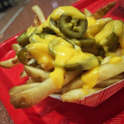 Nacho Fries: Philly Whiz and Jalapeño Peppers.