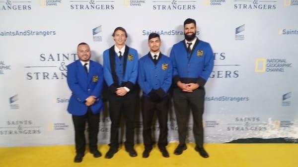 Our valets on the yellow carpet of a National Geographic movie premiere at the Saban Theater in Beverly Hills