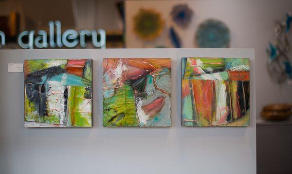 Painted copper wall boxes by artist Mel Tudisco.