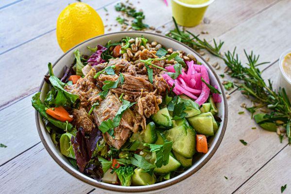 Slow Roasted Pork Shoulder Garden Bowl. Our pork is slow roasted until it's melty tender