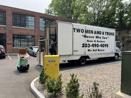 Two Men and A Truck truck safely parked outside our apartment complex