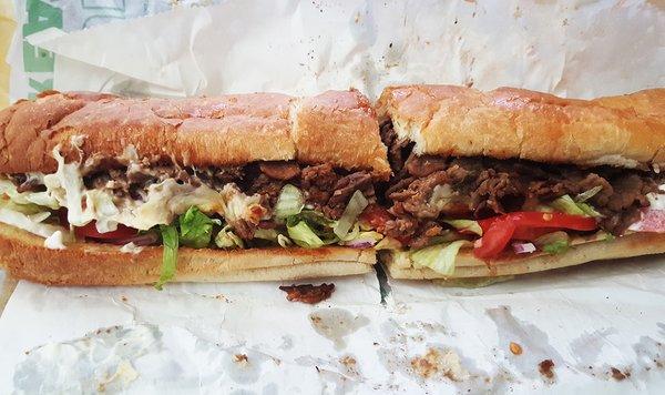 Footlong Steak n Cheese properly made for a change, doubt you'll be this lucky.