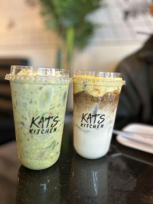 Avocado n durian shake. Vietnamese cream brûlée coffee