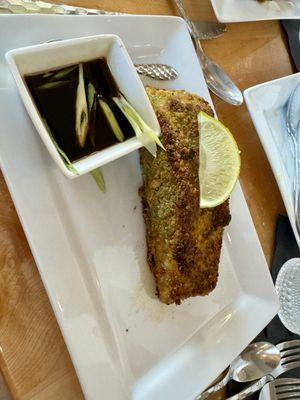 Wasabi pea-encrusted salmon