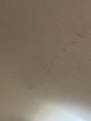 The water coming out of the ceiling