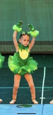 Frog acrobatics class for her first recital!