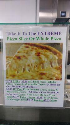 Pizza types and prices