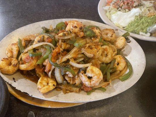 Shrimp fajitas for two