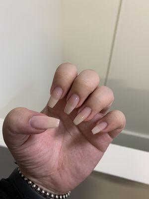 Transparent pink gel manicure