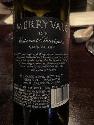 Merryvale 2010 Cabernet!