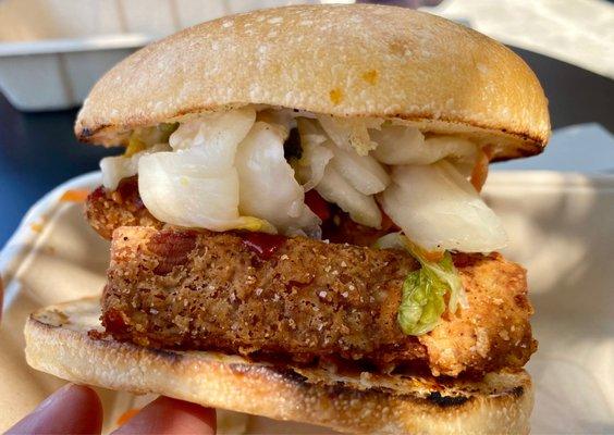 Tempeh Korean fried chicken sando