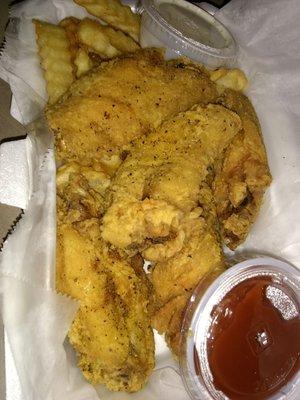 Lemon Pepper wings and fries.