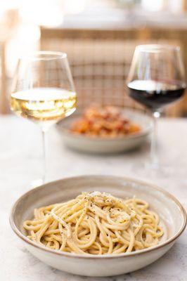 Bucatini Cacio e Pepe:pecorino, black pepper, sea salt.