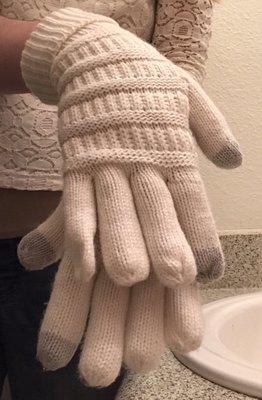 CC Exclusives 100% acrylic knitted gloves with faux leather on palms from their 60% rack!!