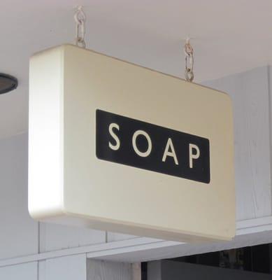 The Soap sign looks like a bar of soap