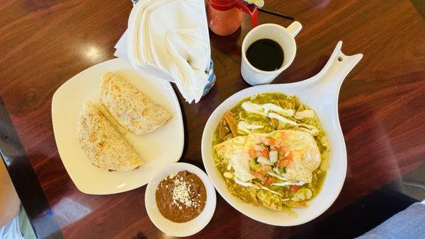 Chilaquiles and Chorizo y Papa Tacos