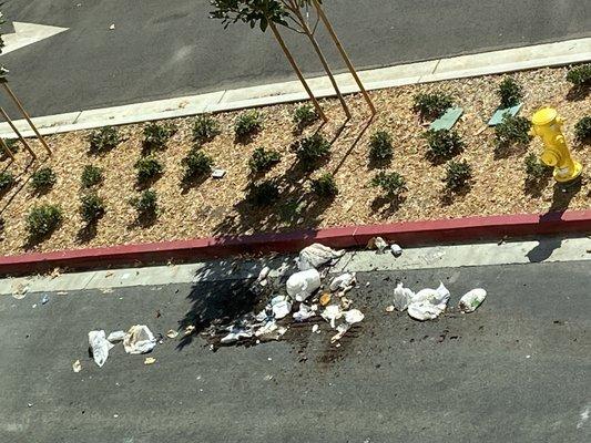 Recology spilling trash on city street in Mountain View