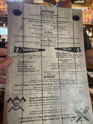 The menu