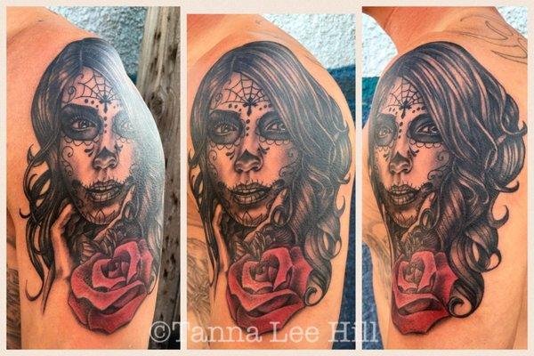 Day of the Dead Girl portrait  by Tanna Hill @ the Beesnest Tattoo