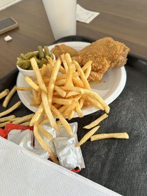 Regular two piece with fries and green beans