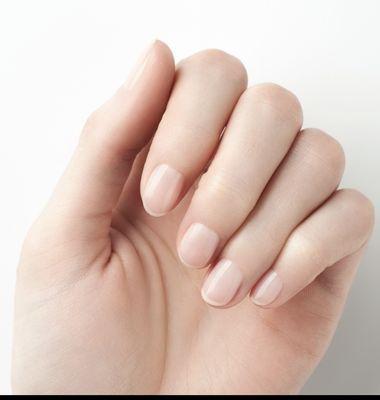 Clean natural nails after our spa manicure & hand treatment. No polish or toxic chemicals- just a smooth shiny buff!