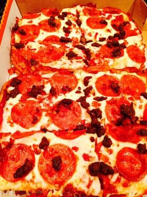 Cheat Day Heaven!  Large Deep Dish Bacon-Wrapped Pizza....w/ Xxxtra Cheese, Sauce, Beef, Bacon!  #DatCrustTho!