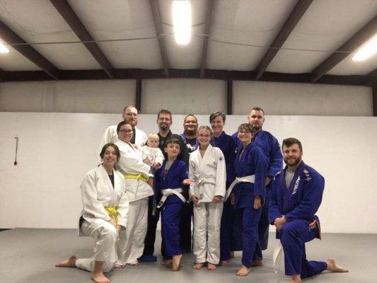 Students posing after judo class