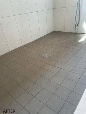 Master Shower Floor After, with grout coloring.