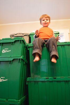 Moving Charlie and his reusable bins!