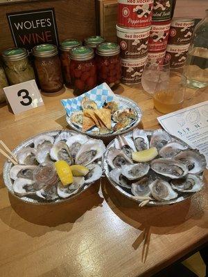 East beach blond from Charleston and Swell oysters from New Hampshire