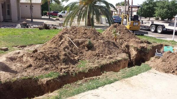 Sewer line all dug up