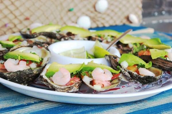 prepared oysters with shrimp