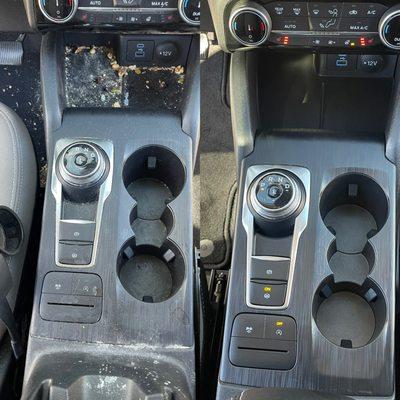 Cleaned cup holders from steam cleaning