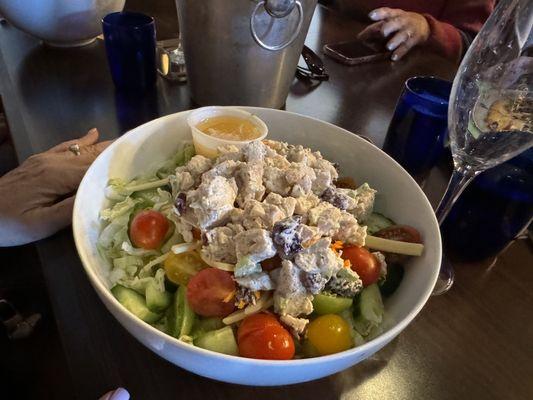 Chicken salad on salad