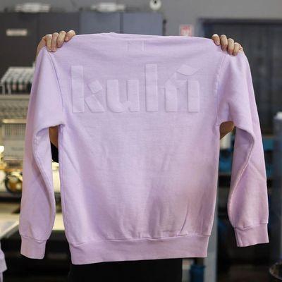 One of our favorite print techniques is tonal puff printing. Here is an example of tonal puff printing on a crewneck sweatshirt.