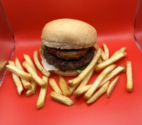 BBQ Onion Ring Burger Basket