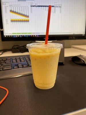 The Hawaiian Vacation fruit smoothie: pineapple, mango, banana, apple juice, non-fat frozen yogurt. $4.25 & delicious