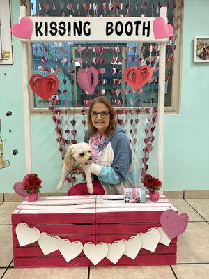 Always something to look forward to at Paws In Paradise. Valentine 2024 a kissing booth. Thor and I