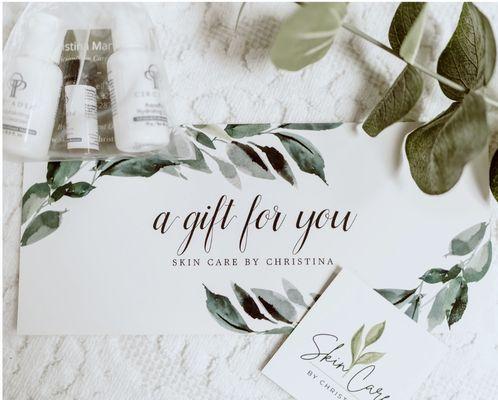 Give the perfect gift. Gift certificates available at the spa or online.Visit www.skincarebychristina.net