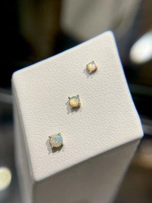 Genuine opals in a 14k gold setting from Buddha Jewelry in stock at the studio