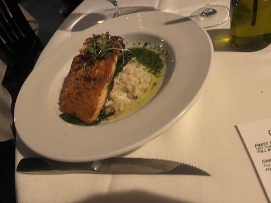 Grilled Salmon, risotto...