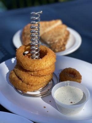 Onion rings, ranch dressing!