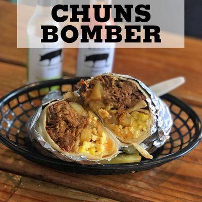 CHUNS bomber
12-Hour Slow Roasted Pulled Kalua Pork & Bacon