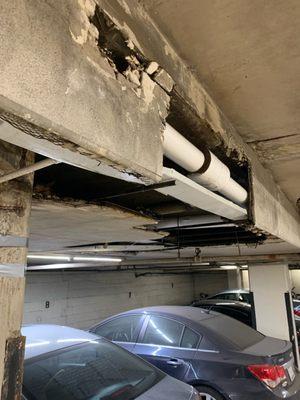 Interior parking garage ceiling