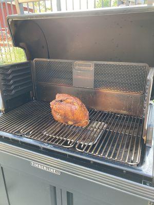 Turkey on the Traeger Timberline wood pellet grill. Yum!